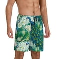 thumbnail image 2 of Sikiie Peacock And Flowers Mens Pajama Shorts, Lightweight Lounge Pant with Pockets Soft Sleep Pj Shorts for Men3X-Large, 2 of 6