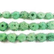 20x20mm Priced Per 2 Pieces Green Druzy Agate Cross Section Beads Genuine Gemstone Natural Jewelry Making