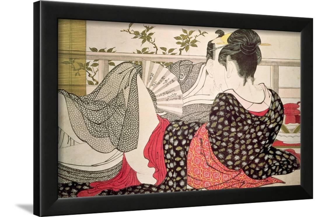 Lovers From The Poem Of The Pillow Uta Makura Framed Print