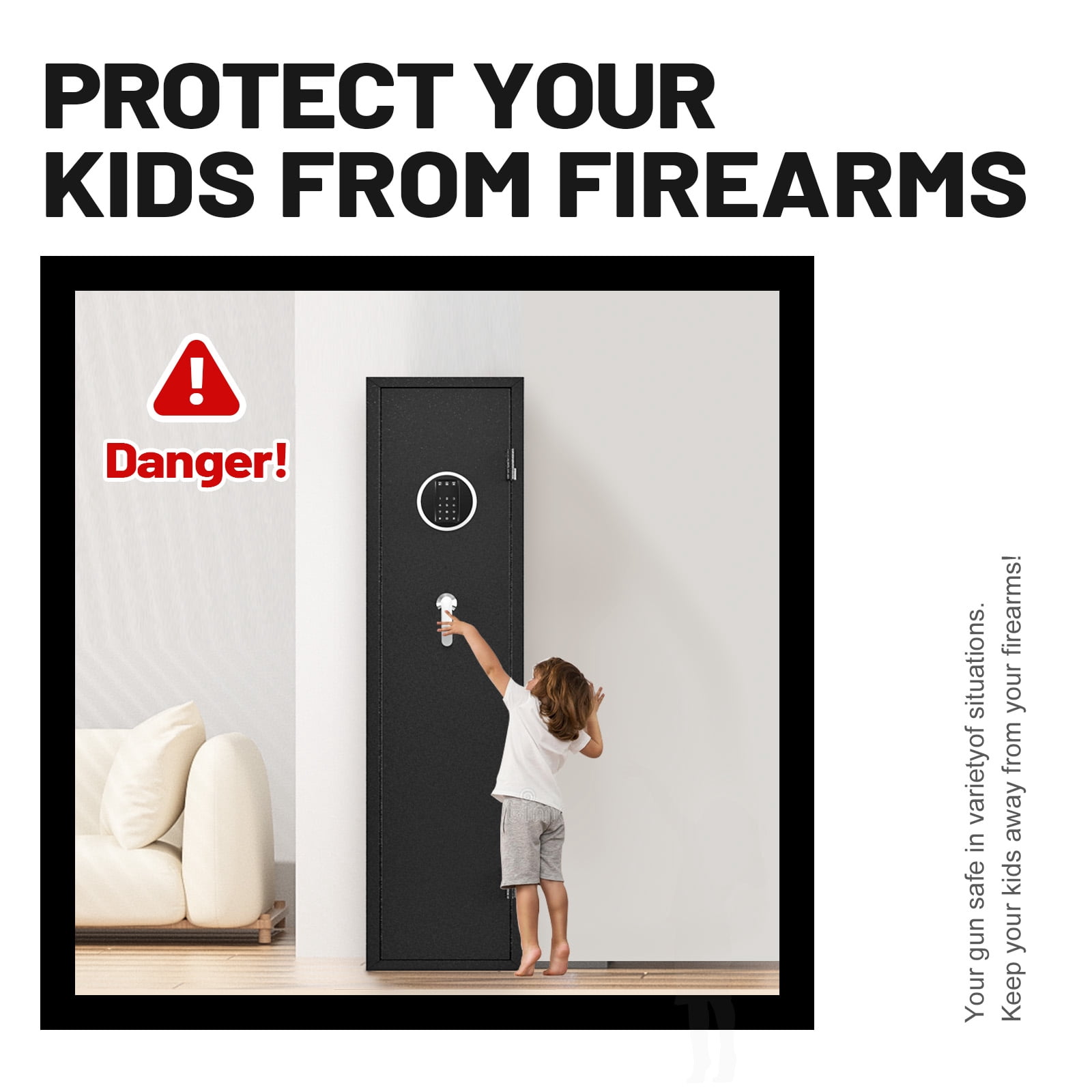 4-5 Digital Rifle Gun Safe,Gun Cabinet with Upgraded Digital Panel and LED Light,Gun Safes for Home Rifle and Pistols with Adjustable Rifle Racks and Removable Shelf ,Gun Safes & Cabinets with Alarm