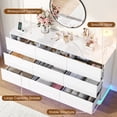 thumbnail image 5 of ANPOO 63" W High Gloss White Dresser for Bedroom w/ LED Light & Power Outlet, Large Floating 9 Drawer Dresser w/ Handle Free, Long Modern Storage Chest of Drawer for Bedroom, Cream Dresser, 5 of 11