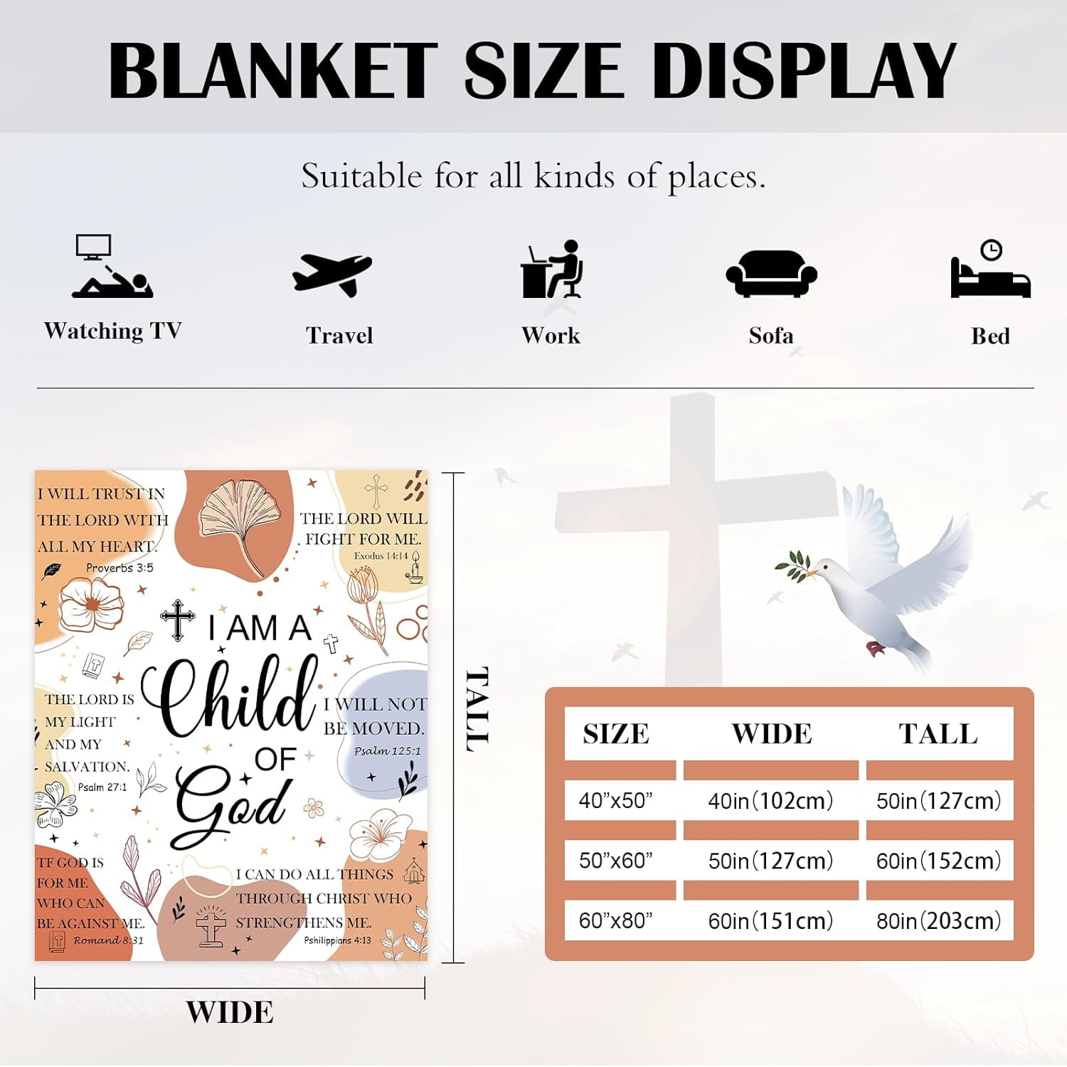 Christian Blanket Gifts for Women Faith, Birthday Religious Gifts for Women, Soft Prayers Blanket with Bible Verse Inspirational Thoughts, Get Well Soon Gifts for Women