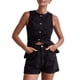 thumbnail image 3 of Conjunto de 2 Piezas de Mezclilla para Mujer, Informal, de Negocios, Sin Mangas, Blazer, Chaleco, Top y Pantalones Cortos, Conjunto de Chándal Negro S, 3 of 10
