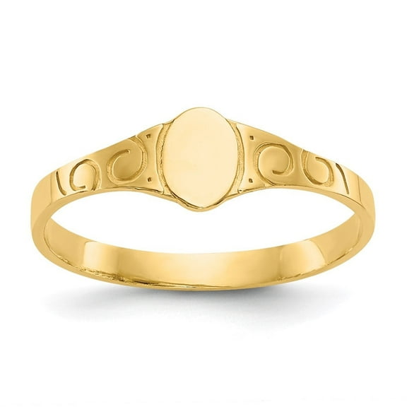Auriga 10k Yellow Gold Polished Oval Signet Ring for Women Size- 3