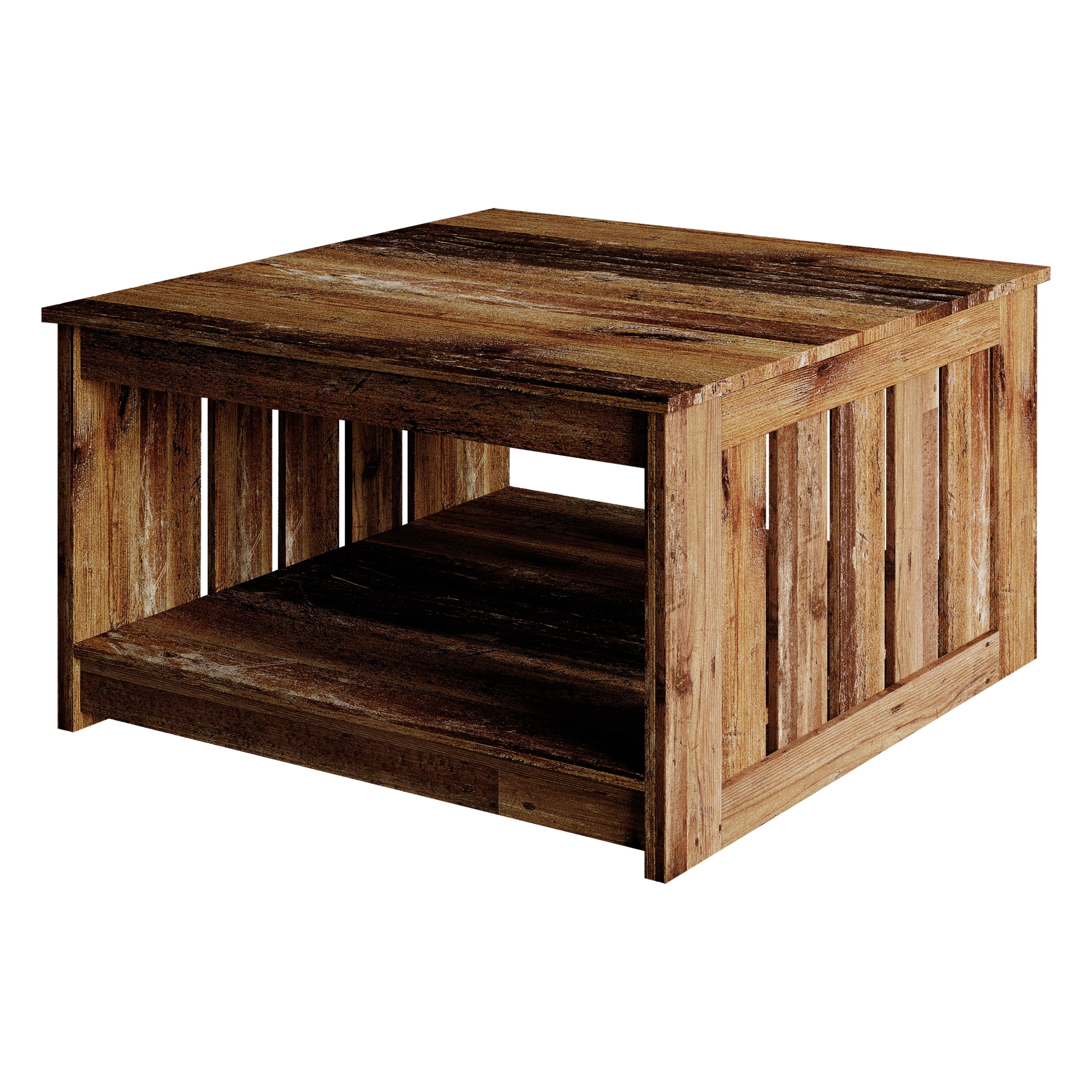 Home Design Nashua 3-Piece Coffee Table Set with Rectangular Coffee Table and 2 Matching End Tables, Modern Open Shelf Design for Living Room, Vintage Oak