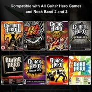 NBCP Wireless Guitar Controller for Nintendo Wii, Compatible with Guitar Hero, Clone Hero, Rock Band, White
