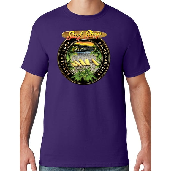 Mens Manu Bay Surf Company CIRCLE SURFING T-shirt, Large Deep Purple