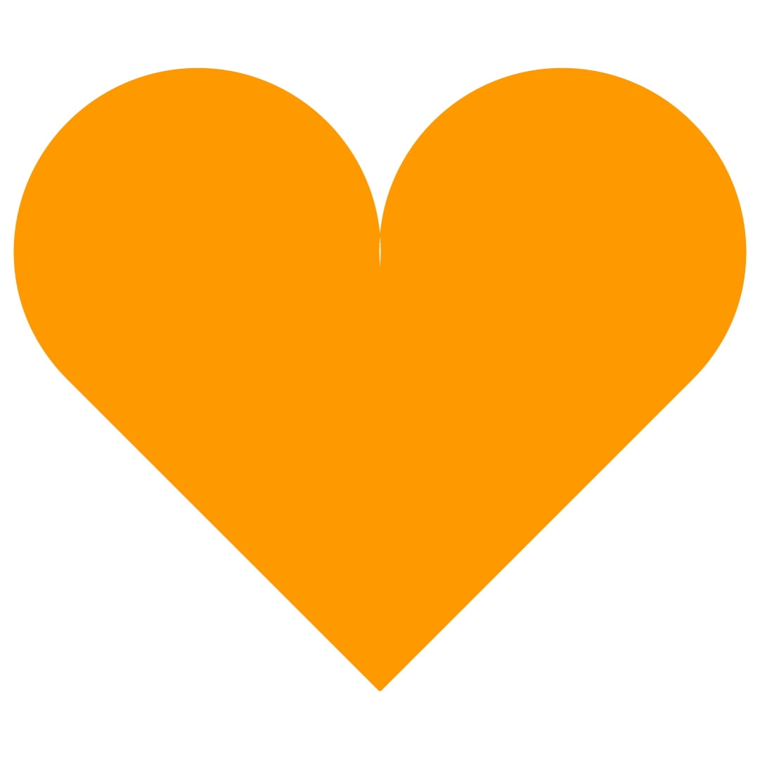 Royal Green Love Heart Sticker Labels in Neon Orange - 1/2 (0.5