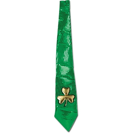 Jumbo Saint Patrick's Day Elastic Band Sequin Shamrock Tie Costume Accessory