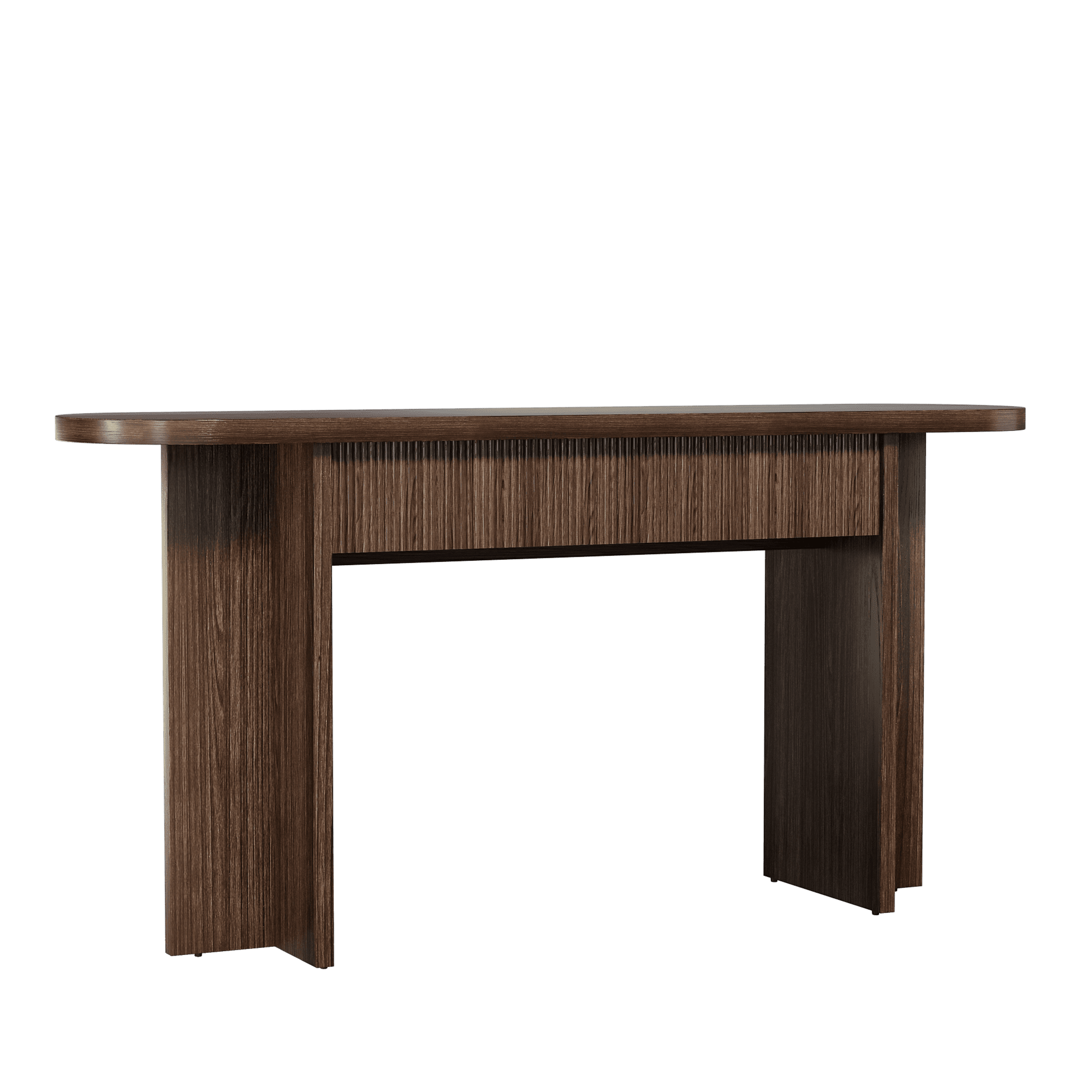 Mintazer 63" Fluted Console Table with 2 Drawers, Modern Entryway Tables with Storage, Sofa Table for Entryway Hallway Living Room, Brown