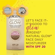 Jergens Natural Glow SPF 20 Face Moisturizer, Sunless Self Tanner, Medium to Deep Skin, 2 fl oz