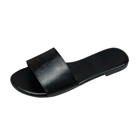 

TAIAOJING Women s Slippers Summer Slip On Comfortable Flat Shoes Beach Peep Slippers Zapatillas