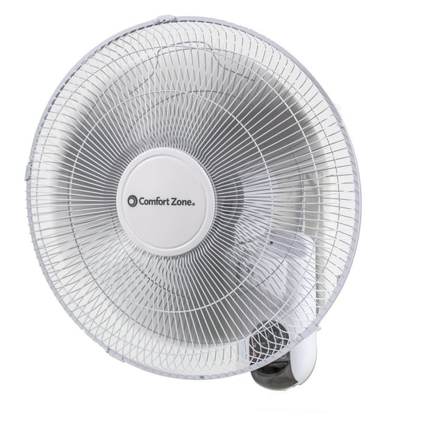 Comfort Zone 16" 3Speed Oscillating Wall Mount Fan with Remote Control