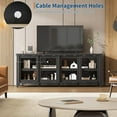 thumbnail image 6 of TV Stand for 65 in, Entertainment Center with Storage Cabinet and 4 Sliding Glass Doors, Mid Century Modern Media TV Console Table for Living Room Bedroom (Black), 6 of 8