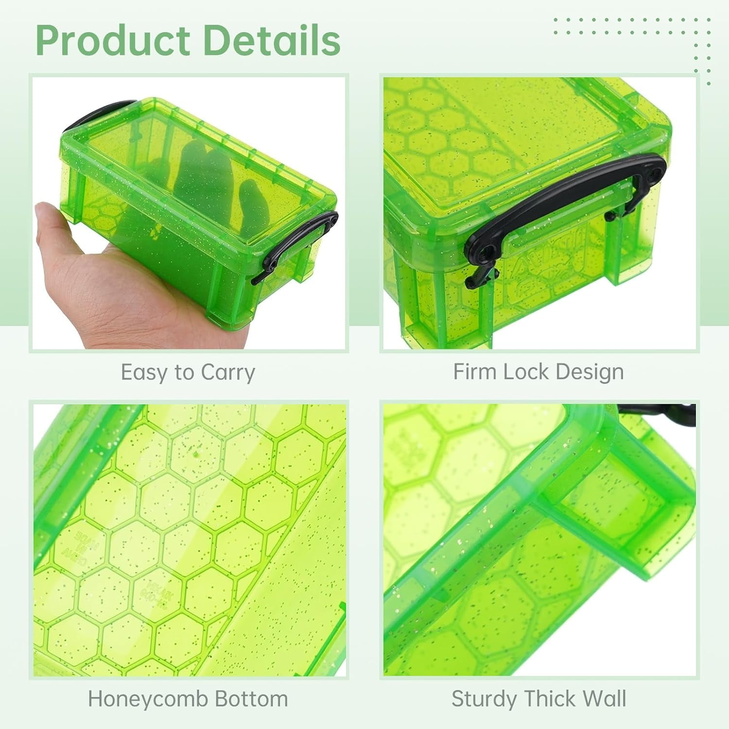Mini Plastic Storage Containers with Locking Lids 6 PCS Small Organizer Bins Clear Assorted Colors Stackable Craft Tool Storage Boxes
