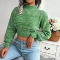 thumbnail image 4 of Lilgiuy Women's Casual Colorful Long Sleeve Off Shoulder Knit Sweater Crew Neck Sweater,Green,6(M) Dresses for 2022, 4 of 5