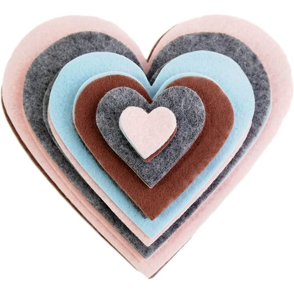 Playfully Ever After 1 to 6 inch Multi-Size Color Pack 24pc Felt Hearts (LightBlue/LightPink/Charcoal/Cocoa)