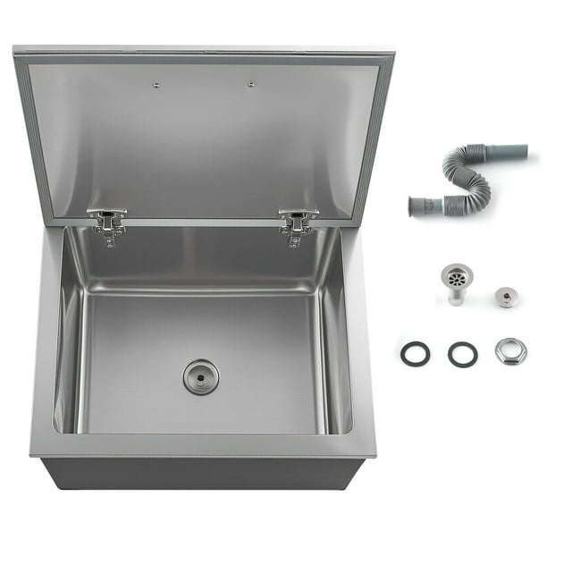 KFFKFF Drop in Ice Chest, 20"L x 16"W x 13"H Stainless Steel Drop in Cooler, 44.7 Quart Commercial Ice Bin with Flip Lid for Outdoor Kitchen Patio Bar, Drain-pipe Set Included, for Cold Wine Beer