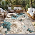 thumbnail image 2 of Teal Tulip Butterfly Outdoor Rug for Patio/Deck/Porch, Non-Slip Large Area Rug 4 x 6 Ft, Beige Turquoise Floral Farmhouse Wooden Indoor Outdoor Rugs Washable Area Rugs, Camping Rug Carpet Runner, 2 of 8