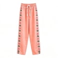 thumbnail image 6 of ZToonmas Solid Floral Embroidery Linen Barrel Pants for Women Drawstring Elastic Waist Loose Ankle Casual Cropped Pants with Side Pockets, 6 of 6