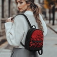 thumbnail image 3 of Eheartsgir Black Bat Red Pattern Small Backpack, Lightweight Polyester Handbag Daypack for Daily Work, with Front Pocket Backpack Purse for Women, 3 of 8
