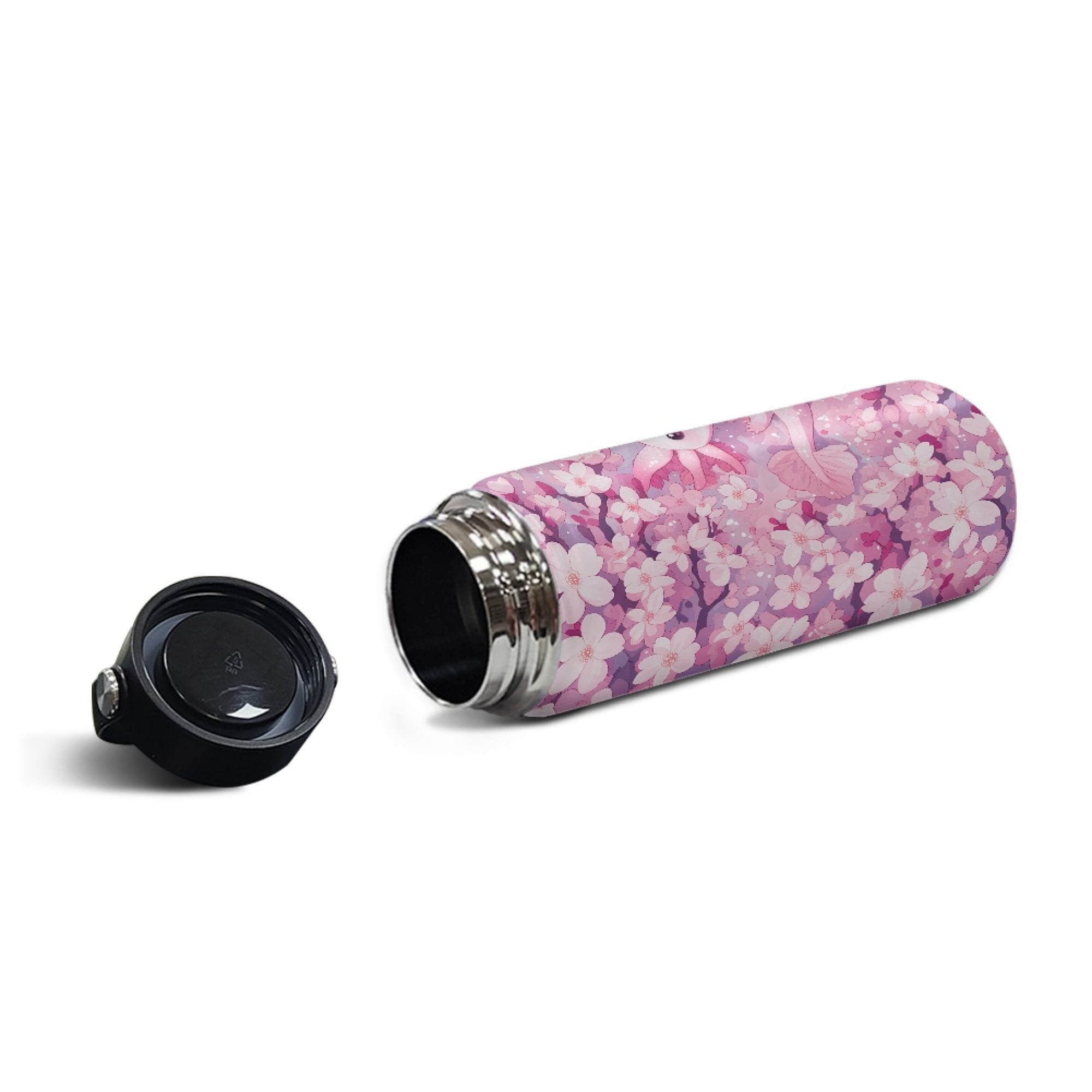 SEANATIVE Axolotl Water Bottles for Girls 18oz Cherry Blossom Leak Proof Double Walled Stainless Steel Gym Bottles for Men Women Insulated Water Bottle