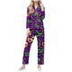 thumbnail image 2 of RKSTN Women's Carnival Pajamas Sets Oversized Lapel Mardi Gras Print Button Long Sleeve Sleepwear T Shirt and Pjs Pant 2 Piece Matching Set Casual Turndown Plus Size Pajama and Pants Loungewear Set, 2 of 9