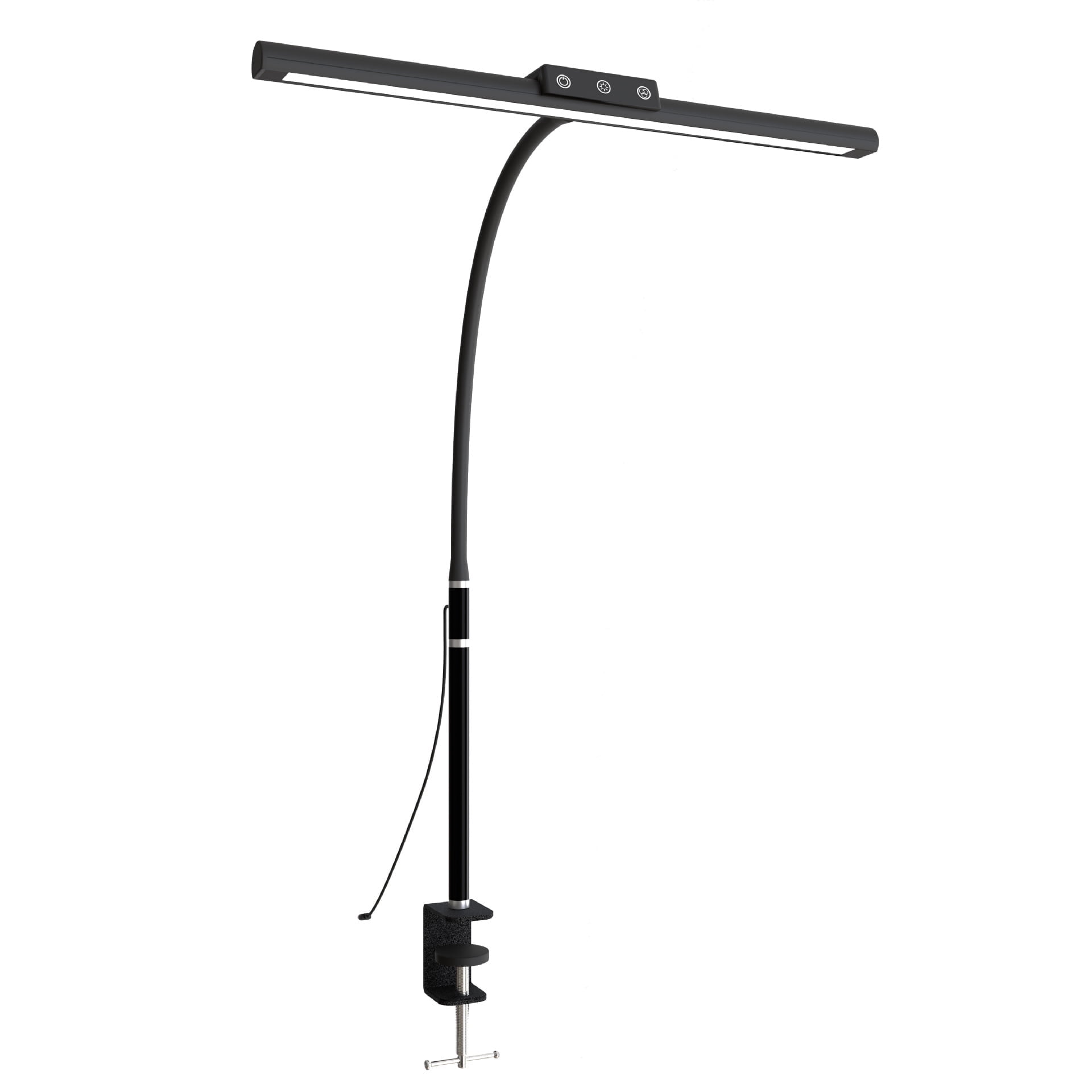 LED Desk Lamp with Double Head, 10W Adjustable Swing Arm Desk Light, 5-Level Dimmable Eye-Caring Desk Lamp for Home Office, Reading, Study