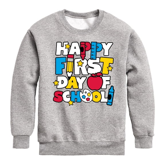 Instant Message - Happy First Day Of School - Toddler & Youth Crewneck Fleece Sweatshirt