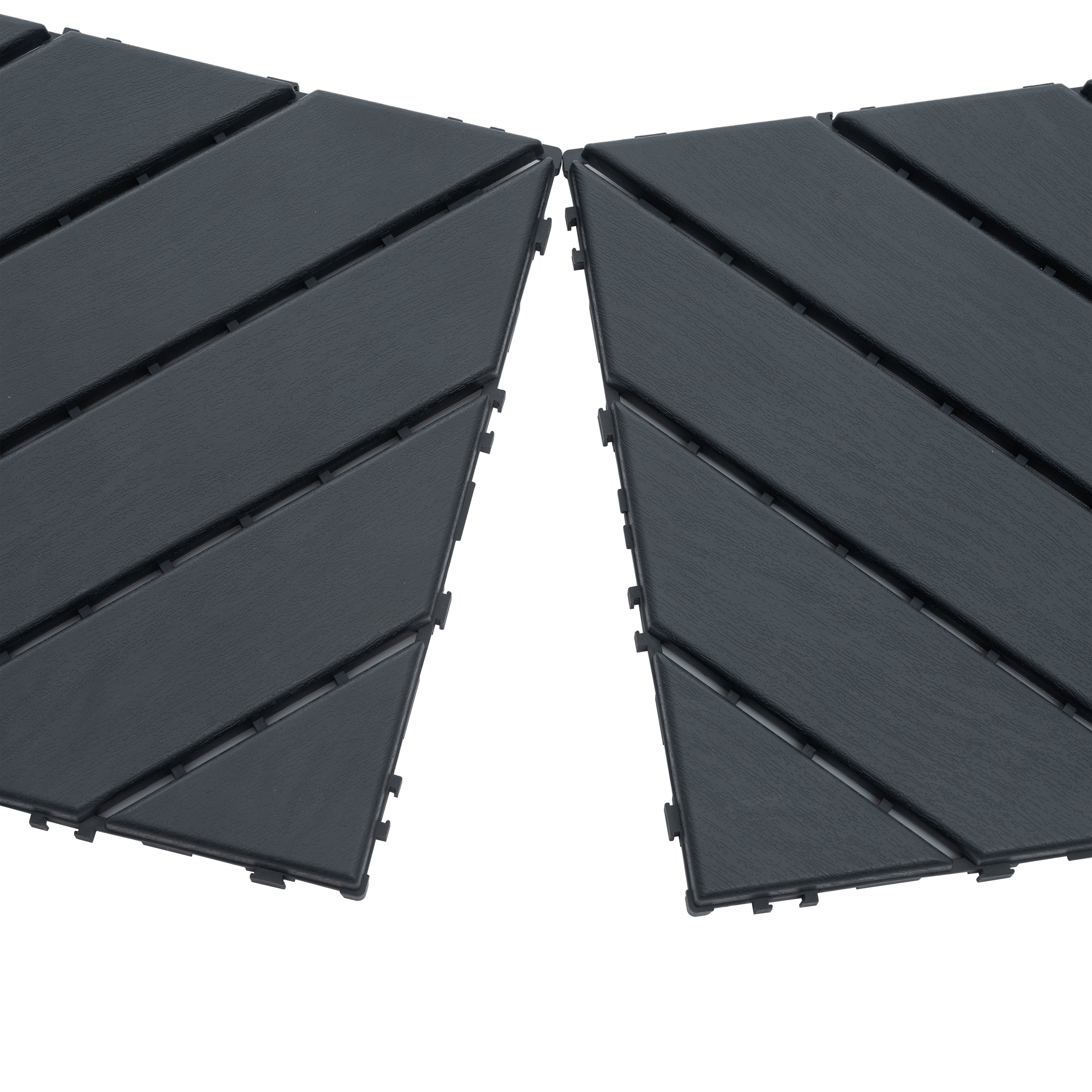 Plastic Interlocking Deck Tiles Set of 44 12x12 Inch, Square Waterproof Outdoor All Weather Tiles for Poolside, Grey