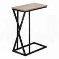 thumbnail image 6 of C-shaped Accent Table in Brown Laminate & Black Metal for Living Room & Bedroom, Base Can Be Slid Under Sofas, 6 of 12
