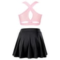thumbnail image 2 of Moggemol Kids Girls 2PCS Sport Active Outfit Sleevelss Crop Top with Pleated Skort Skirt Set Tennis Pink&Black 4, 2 of 7