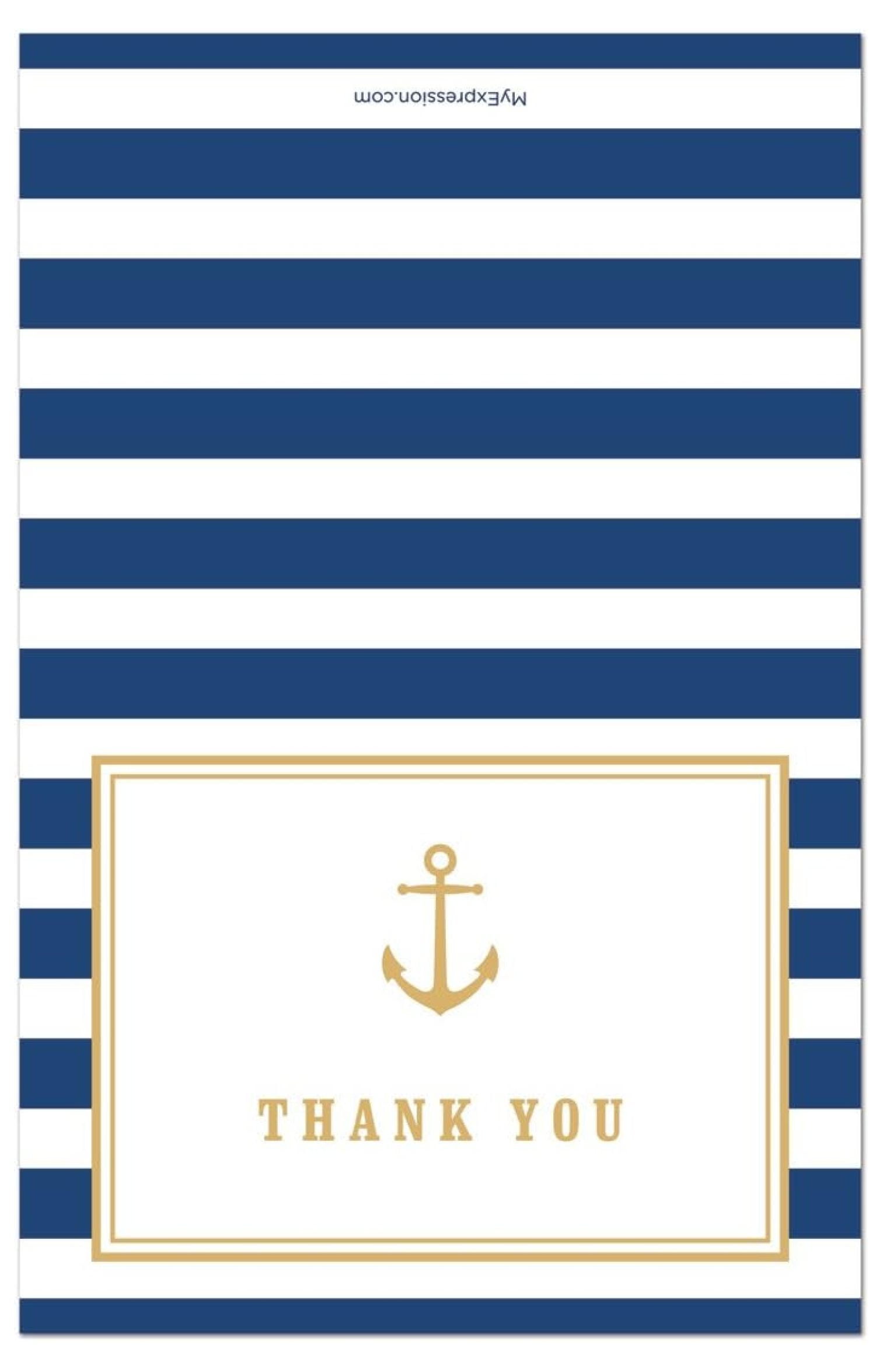 50 Cnt Navy Stripes Anchor Nautical Baby Shower Thank You Cards