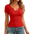 thumbnail image 4 of iHengLiXing Plus Size Womens Tops Dressy Casual Women Casual Round Neck Short Sleeve Solid Pullover Blouse T-shirt Tops Loose Brown XXXL, 4 of 5