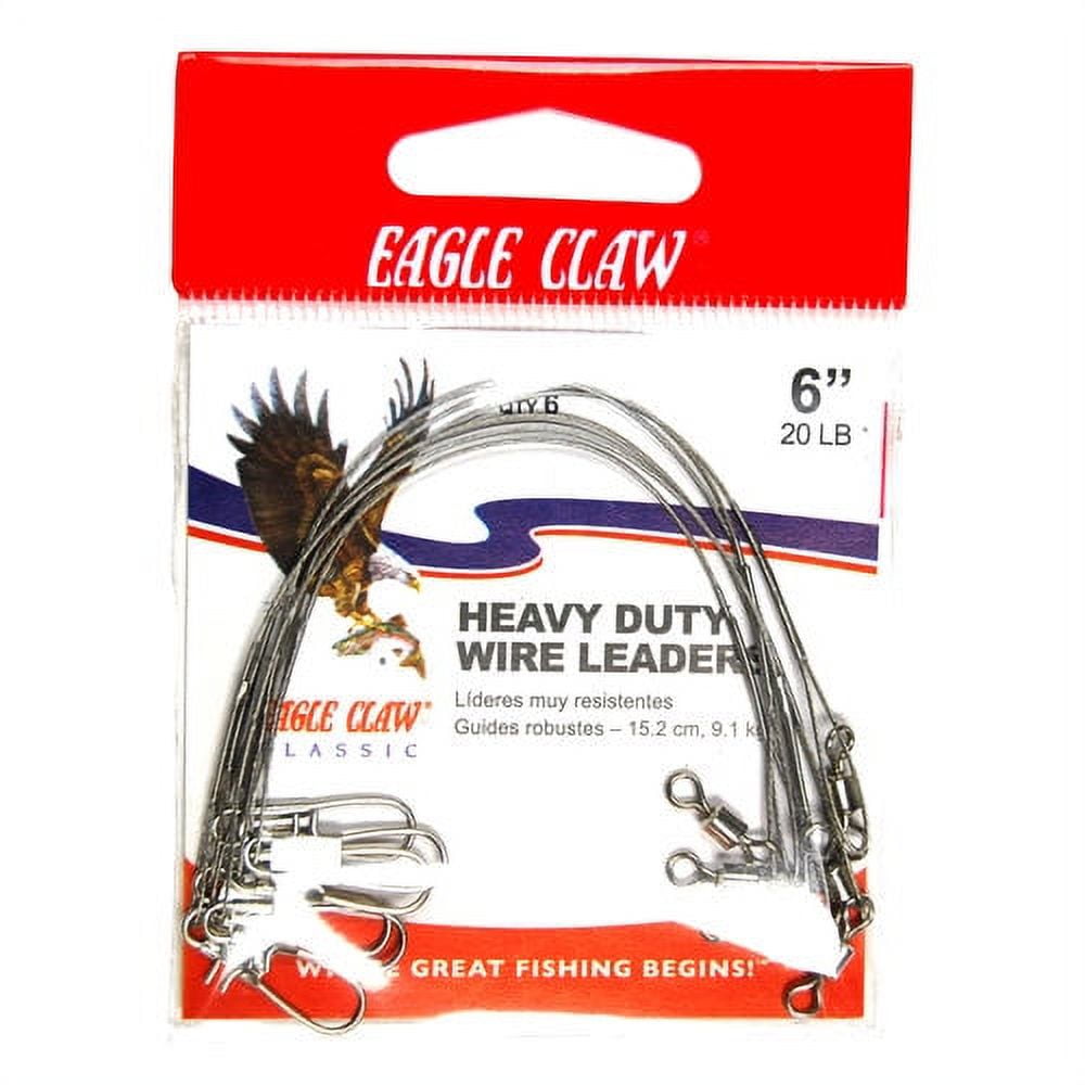 (4 pack) Eagle Claw Fishing, EL620BR6, Nylon Steel Leader 6" - 20 lb.