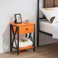 thumbnail image 2 of VECELO Table de Nuit avec 1 Tiroir et Tablette, Petite Table d'Appoint Moderne à Motif en X pour Salon et Chambre, Orange, 2 of 7