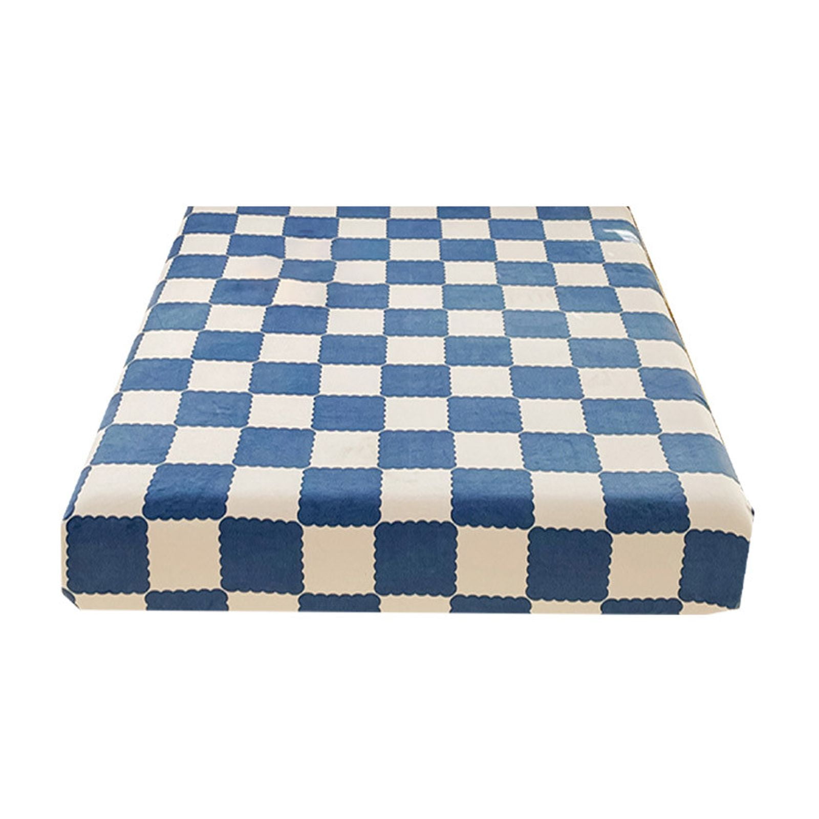 Quilted Fitted Sheet Winter Warm, Checkerboard Pattern Mattress Protector – Breathable Non-Slip Pocket Design, Soft Polyester Bed Cover for Care Bed, Home or Guest Room