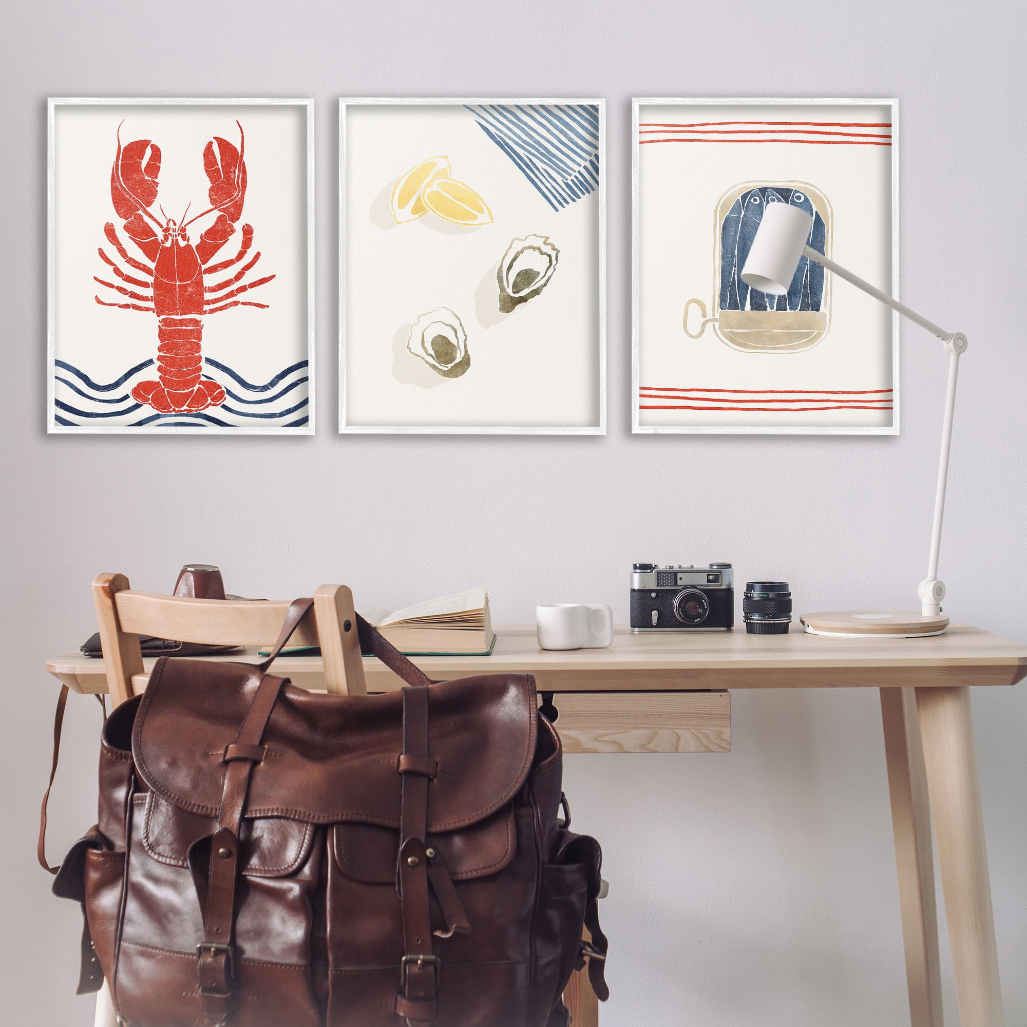 Stupell Industries Abstract Ocean Life Animals & Insects Painting White Framed Art Print Wall Art, 24 x 30, Set of 3