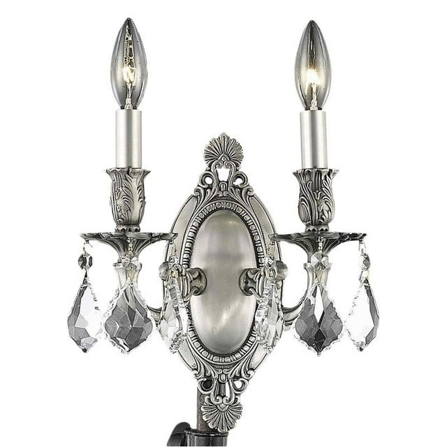 Elegant Lighting Rosalia Traditional Pewter 2 Light E12 Crystal Wall Sconce