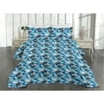 thumbnail image 2 of Ambesonne Floral Quilted Coverlet 3 Pcs, Watercolor Flower Sketch, Queen Size, White Soft Blue, 2 of 4