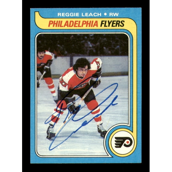 Reggie Leach Autographed 1979-80 Topps Card #95 Philadelphia Flyers SKU #251301