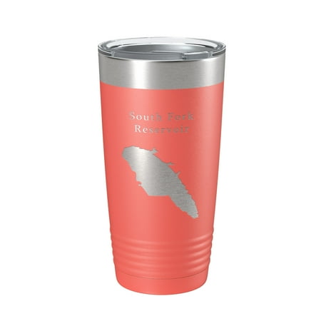 

South Fork Reservoir Tumbler Lake Map Travel Mug Insulated Laser Engraved Coffee Cup Nevada 20 oz Coral