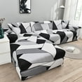 thumbnail image 5 of Topchances Sectional Couch Covers, L Shape Sofa Slipcover for 3+3 Seat Couch, Universal Stretch Furniture Protector with 4pcs Pillowcase (Black&White), 5 of 8