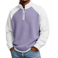 thumbnail image 4 of Havenx 1/4 Zip Pullover for Men Waffle Long Sleeve Polo Shirt Stand Collar Textured Polo Sweaters Colorblock Patchwork Casual Lightweight Loose Fit Comfy Stylish Sweatshirts,Purple L, 4 of 7