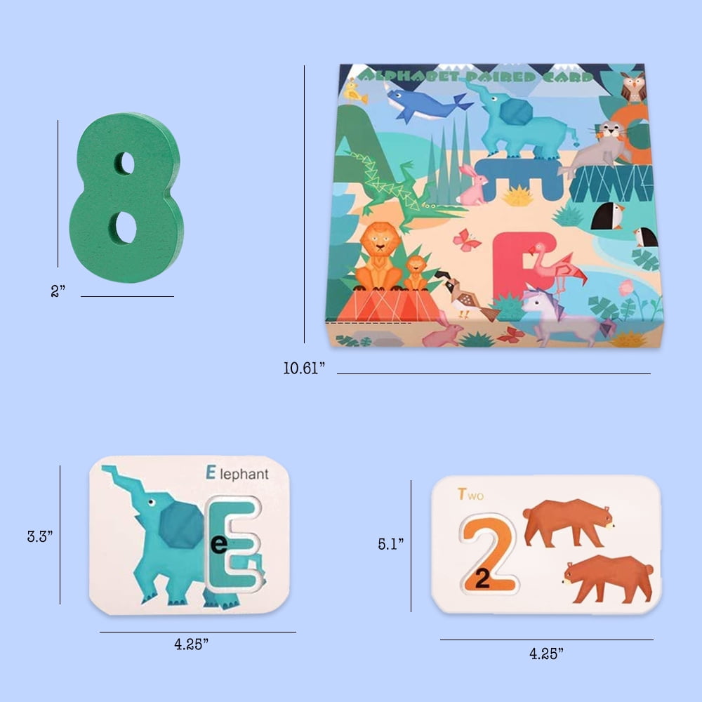 Cree Alphabet and Number Flash Cards Preschool Learning Educational Montessori Toys Girls Boys Age 3-8Years Old Double-Sided Stereo Puzzle Game 