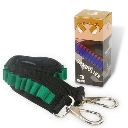 EKIND Toy Gun Bullet Shoulder Strap Darts Bandolier Kit Ammo Storage Holder Compatible for Nerf Elite Blasters (2 Point Tactical Shoulder Strap - Green)