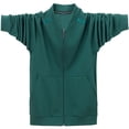 thumbnail image 4 of Hinvhai Men's Full Zipper Cardigan Casual Stand Collar Cardigan Sweater Ribbed Knit Long Sleeve Sweater Green 20(XXXXXXL), 4 of 4