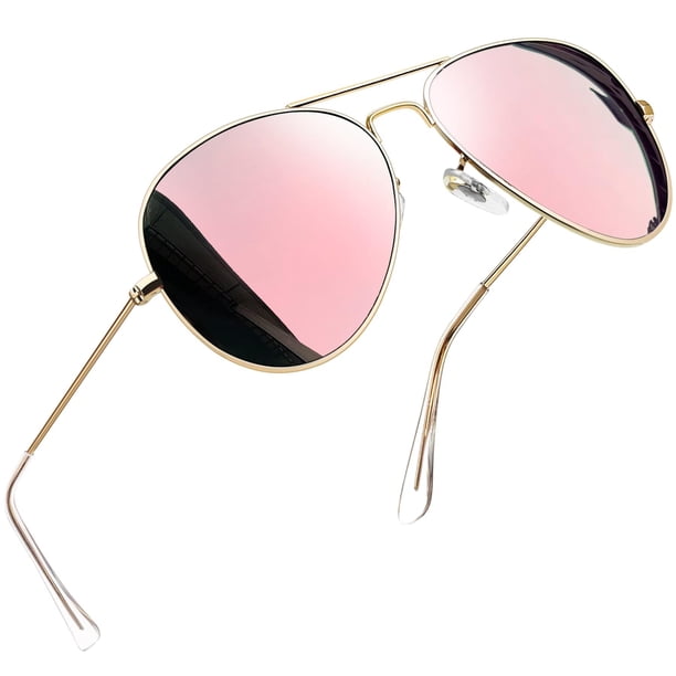 Gafas de Sol Joopin Polarizadas con Espejo Rosa Salmón, Protección UV400 y Montura Dorada