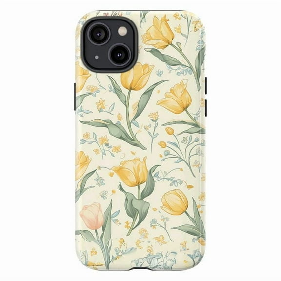 Soft Yellow Tulip Phone Case – Pastel Floral Spring Aesthetic Phone Cover for iPhone 16 15 14 13 12 11 Pro Max
