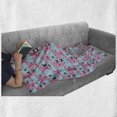 thumbnail image 6 of Pink Polka Dots Soft Flannel Fleece Throw Blanket, Repeating X and O Motifs with Irregular Spots, Cozy Plush for Indoor and Outdoor Use, 60" x 80", Pink Sky Blue, by Ambesonne, 6 of 6